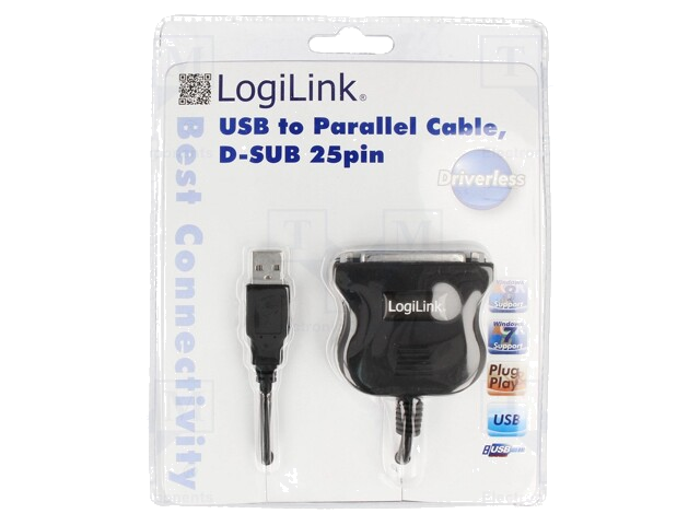 Adapter; USB 1.1; D-Sub 25pin contrastekker,USB-A-stekker; 1,8m Adapter; USB 1.1; D-Sub 25pin contrastekker,USB-A-stekker; 1,8m